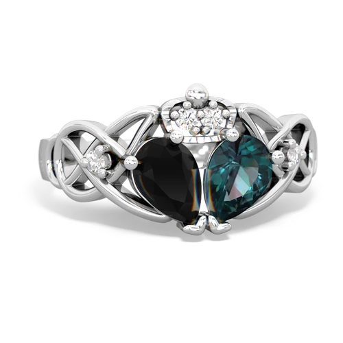 alexandrite-onyx claddagh ring