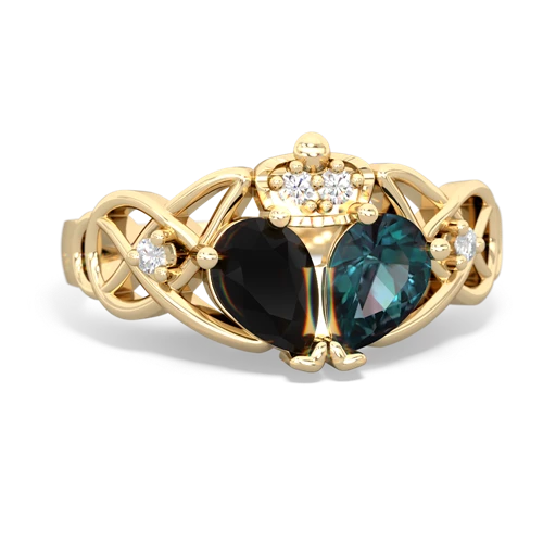 alexandrite-onyx claddagh ring