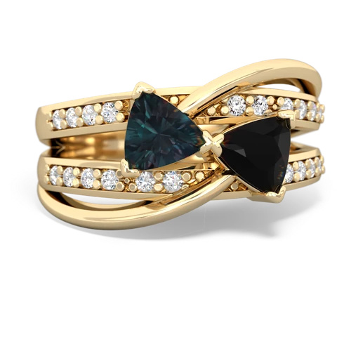 Lab Alexandrite Lab Created Alexandrite with Genuine Black Onyx Bowtie ring Ring