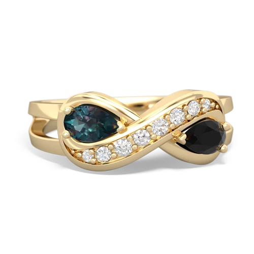 Lab Alexandrite Lab Created Alexandrite with Genuine Black Onyx Diamond Infinity ring Ring
