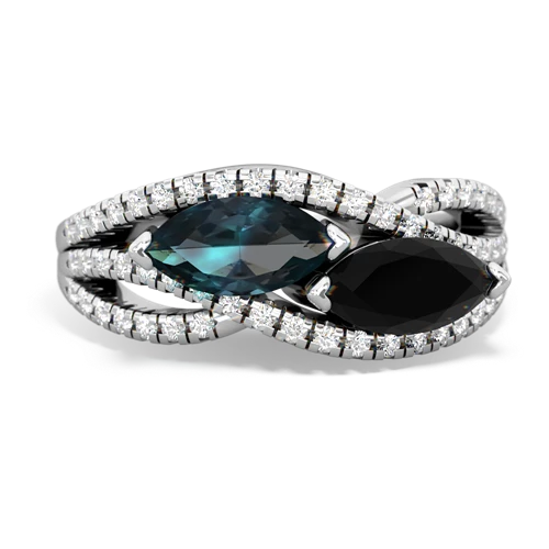 alexandrite-onyx double heart ring