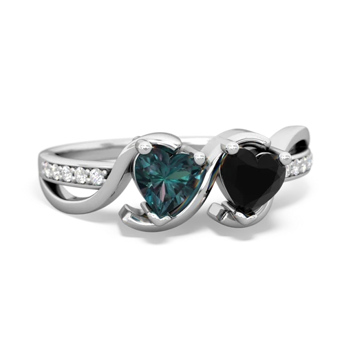Lab Alexandrite Lab Created Alexandrite with Genuine Black Onyx Side by Side ring Ring