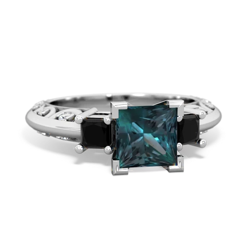 Lab Alexandrite Lab Created Alexandrite with Genuine Black Onyx and Lab Created Sapphire Art Deco ring Ring
