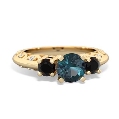 Lab Alexandrite Lab Created Alexandrite with Genuine Black Onyx Art Deco ring Ring