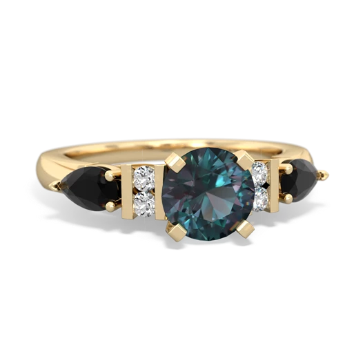 Lab Alexandrite Lab Created Alexandrite with Genuine Black Onyx and Lab Created Sapphire Engagement ring Ring