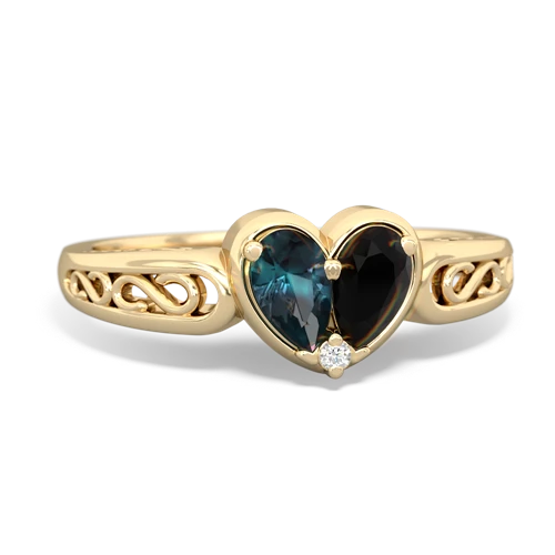 Lab Alexandrite Lab Created Alexandrite with Genuine Black Onyx filligree Heart ring Ring