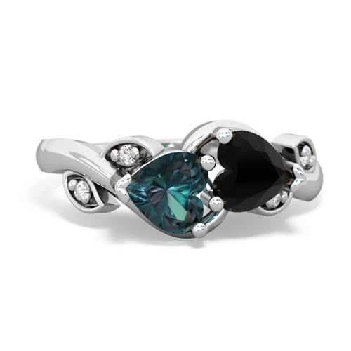 alexandrite-onyx floral keepsake ring
