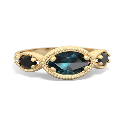 Lab Alexandrite Lab Created Alexandrite with Genuine Black Onyx and Genuine White Topaz Antique Style Keepsake ring Ring
