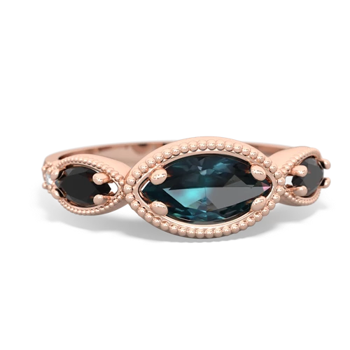 alexandrite-onyx milgrain marquise ring