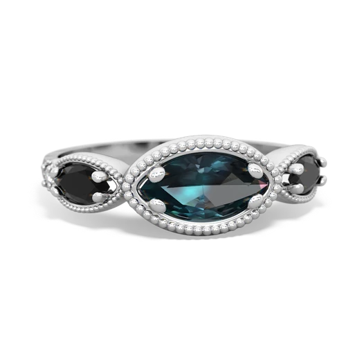 alexandrite-onyx milgrain marquise ring