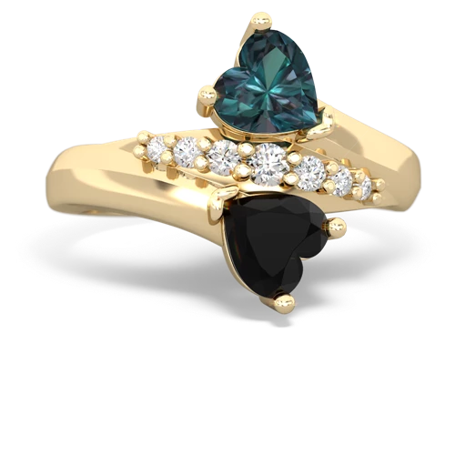 alexandrite-onyx modern ring