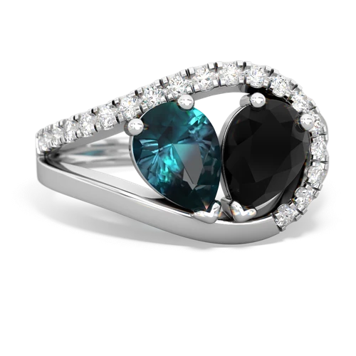 Lab Alexandrite Lab Created Alexandrite with Genuine Black Onyx Nestled Heart Keepsake ring Ring