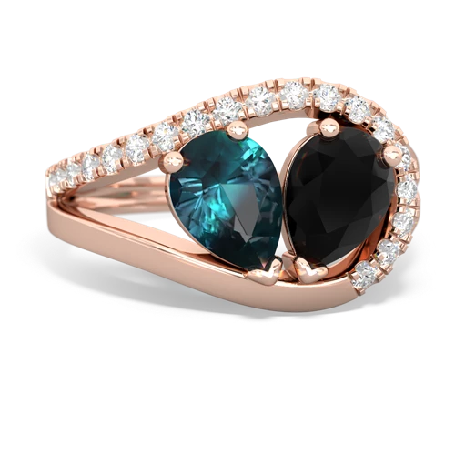 alexandrite-onyx pave heart ring