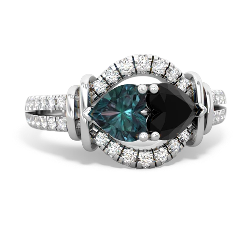Lab Alexandrite Lab Created Alexandrite with Genuine Black Onyx Art-Deco Keepsake ring Ring