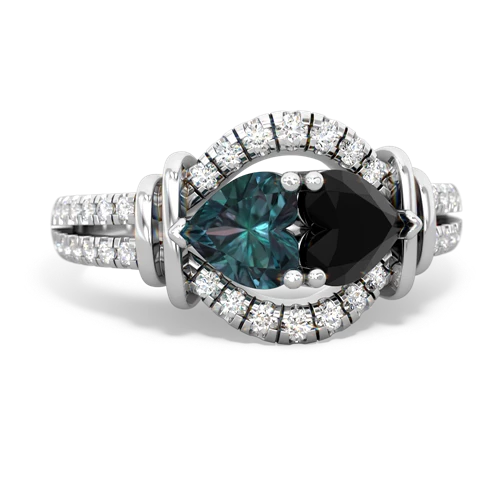 alexandrite-onyx pave keepsake ring