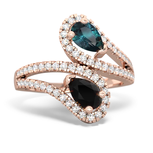 Lab Alexandrite Lab Created Alexandrite with Genuine Black Onyx Diamond Dazzler ring Ring