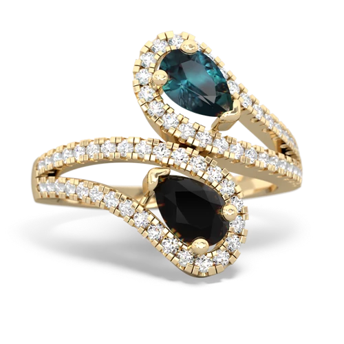 alexandrite-onyx pave swirls ring