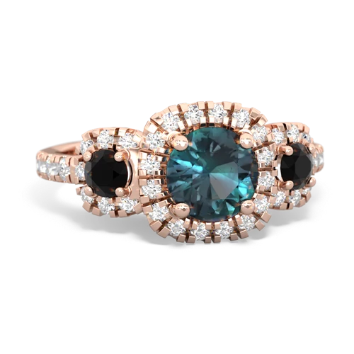 Lab Alexandrite Lab Created Alexandrite with Genuine Black Onyx and Genuine Opal Regal Halo ring Ring
