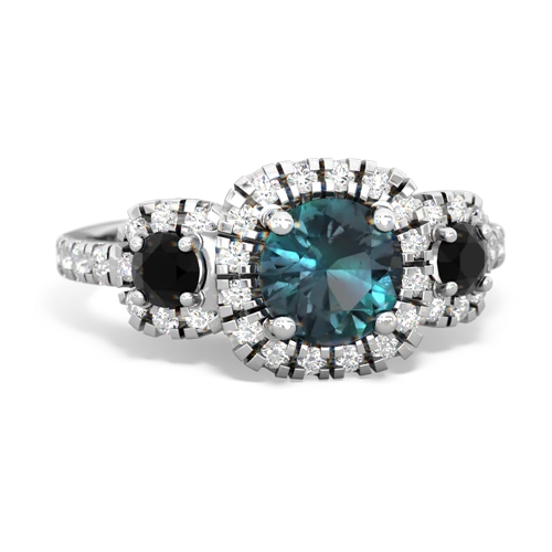 alexandrite-onyx three stone regal ring