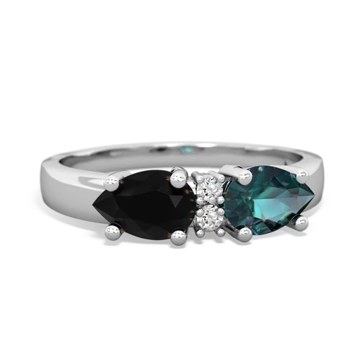 Lab Alexandrite Lab Created Alexandrite with Genuine Black Onyx Pear Bowtie ring Ring