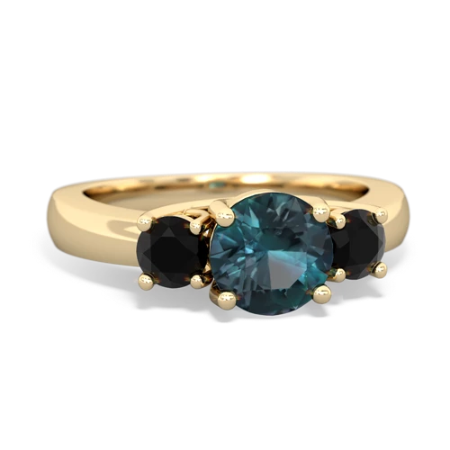 Lab Alexandrite Lab Created Alexandrite with Genuine Black Onyx and  Three Stone Trellis ring Ring