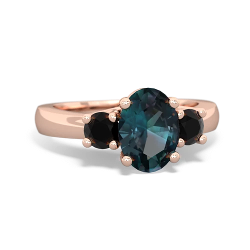 Lab Alexandrite Lab Created Alexandrite with Genuine Black Onyx Three Stone Trellis ring Ring