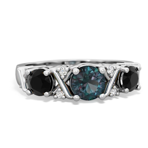 Lab Alexandrite Lab Created Alexandrite with Genuine Black Onyx and  Hugs and Kisses ring Ring