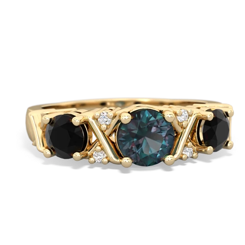 Lab Alexandrite Lab Created Alexandrite with Genuine Black Onyx and Lab Created Sapphire Hugs and Kisses ring Ring