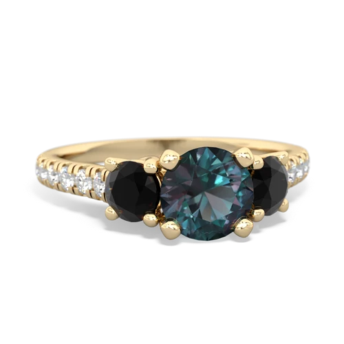 Lab Alexandrite Lab Created Alexandrite with Genuine Black Onyx and  Pave Trellis ring Ring
