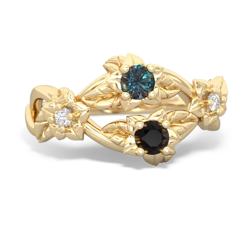 Lab Alexandrite Lab Created Alexandrite with Genuine Black Onyx Sparkling Bouquet ring Ring