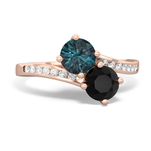 Lab Alexandrite Lab Created Alexandrite with Genuine Black Onyx Keepsake Two Stone ring Ring
