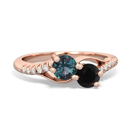 alexandrite-onyx two stone infinity ring