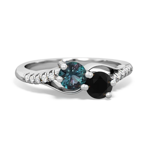 alexandrite-onyx two stone infinity ring