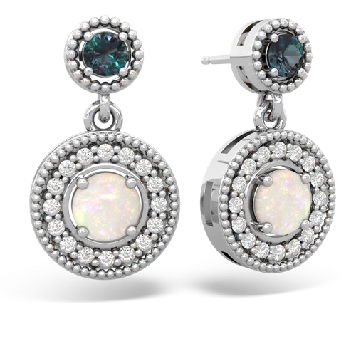 Lab Alexandrite Lab Created Alexandrite with Genuine Opal Halo Dangle earrings Earrings
