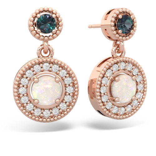alexandrite-opal halo earrings