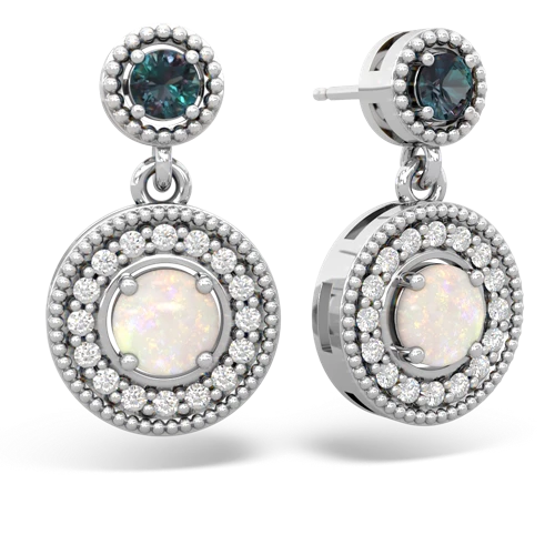 alexandrite-opal halo earrings