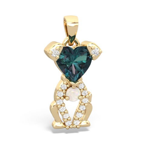 alexandrite-opal birthstone puppy pendant