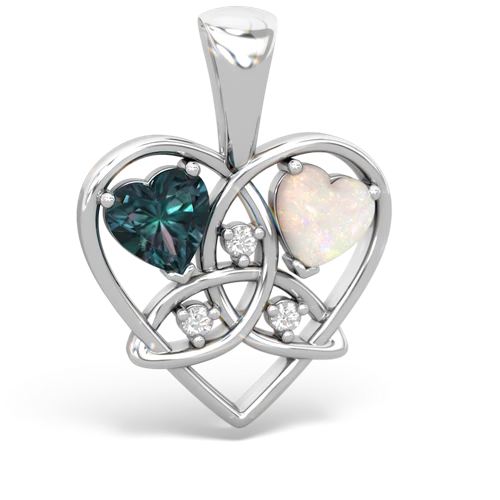 Lab Alexandrite Lab Created Alexandrite with Genuine Opal Celtic Trinity Heart pendant Pendant