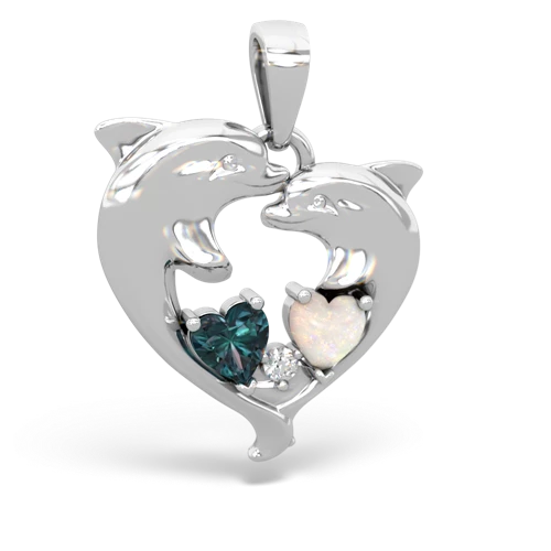 alexandrite-opal dolphins pendant