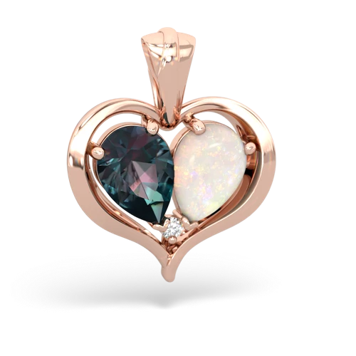 alexandrite-opal half heart whole pendant