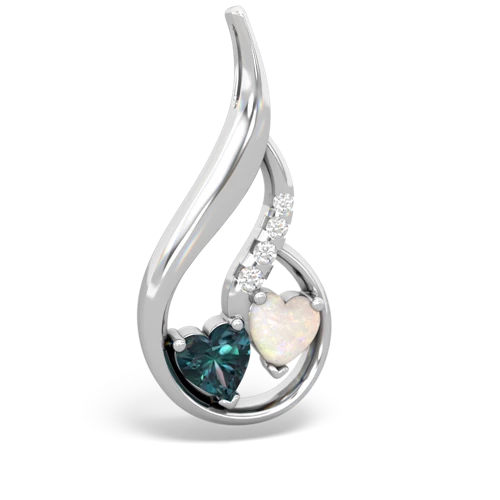 Lab Alexandrite Lab Created Alexandrite with Genuine Opal Keepsake Curves pendant Pendant