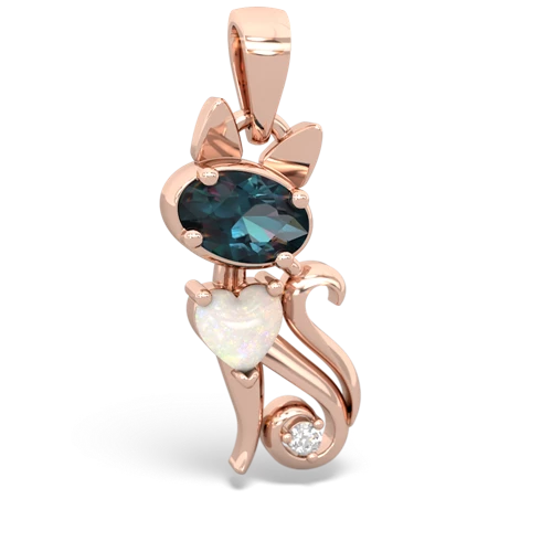 alexandrite-opal kitten pendant