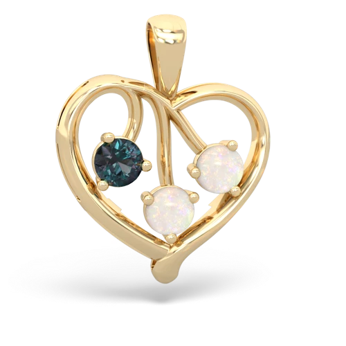 Lab Alexandrite Lab Created Alexandrite with Genuine Opal and Lab Created Sapphire Glowing Heart pendant Pendant
