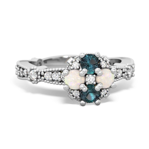 Lab Alexandrite Lab Created Alexandrite with Genuine Opal Milgrain Antique Style ring Ring
