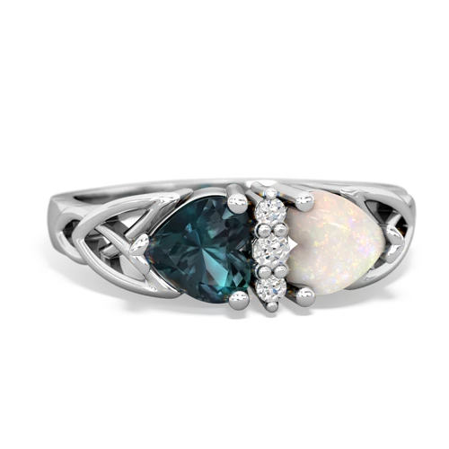 Lab Alexandrite Lab Created Alexandrite with Genuine Opal Celtic Trinity Knot ring Ring