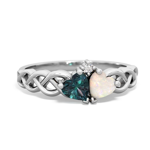 Lab Alexandrite Lab Created Alexandrite with Genuine Opal Heart to Heart Braid ring Ring