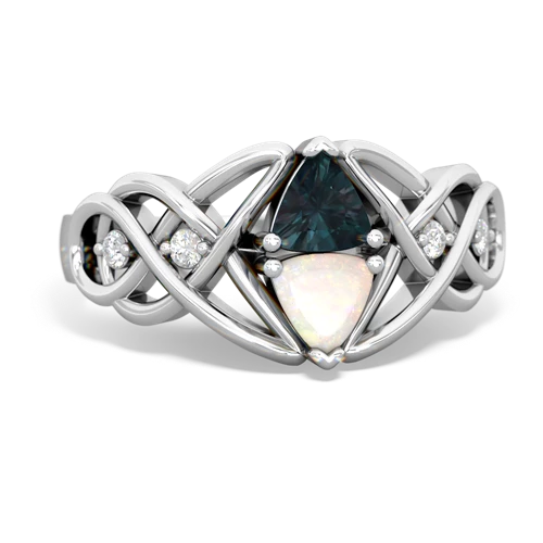 Lab Alexandrite Lab Created Alexandrite with Genuine Opal Keepsake Celtic Knot ring Ring