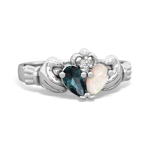 Lab Alexandrite Lab Created Alexandrite with Genuine Opal Claddagh ring Ring