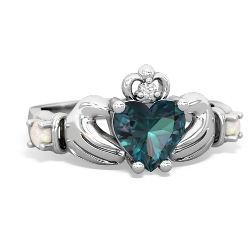 Lab Alexandrite Lab Created Alexandrite with Genuine Opal and Genuine White Topaz Claddagh ring Ring