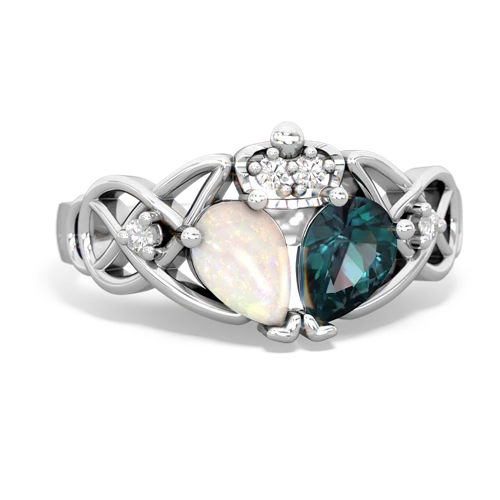 Lab Alexandrite Lab Created Alexandrite with Genuine Opal Two Stone Claddagh ring Ring